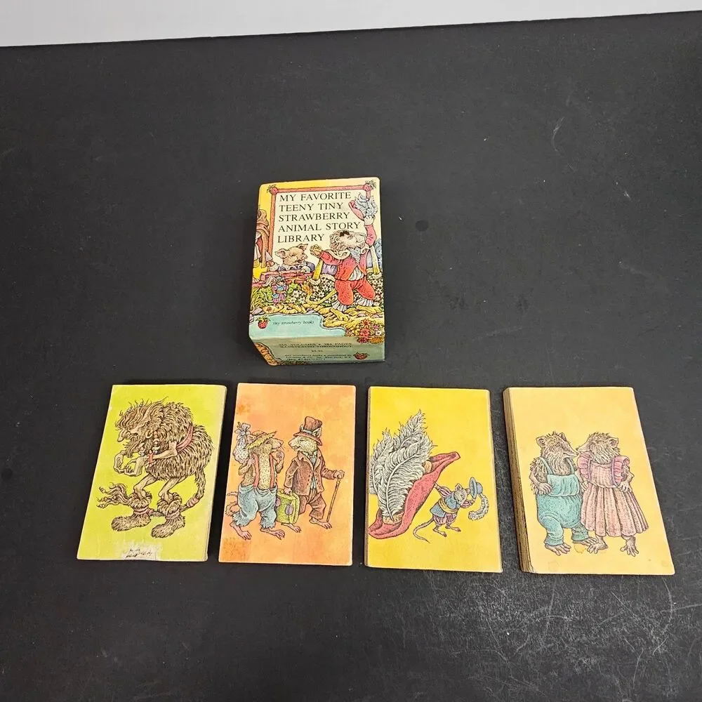 My Favorite Teeny Tiny Strawberry Animal Story Library Vtg 1978 Set of 4 Books